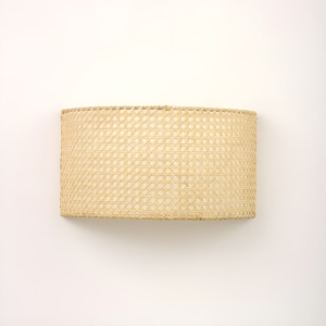 Applique murale en forme de tambour, en rotin tressé, de la plus haute qualité, artisanale, moderne. - Product Image 1