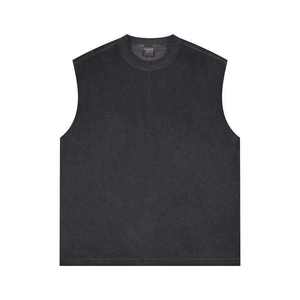 เสื้อกั๊กโอเวอร์ไซส์สีดำฟอกยีนส์สำหรับผู้ชาย ผ้าฝ้าย 95% สแปนเด็กซ์ 5% คอตั้งลำลอง พิมพ์ลายแบบรีดร้อน ระบายอากาศได้ดี - Product Image 1