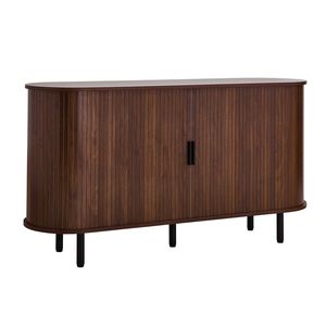 Mid Century Fluted Coffee Bar Cabinet 2-Door <b>Sideboard</b> Buffet Station with Sliding Doors for Home Office - Product Image 1