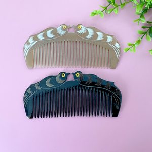 Peigne en corne de buffle artisanal de luxe, fait main, pour coiffure, à bords lisses, outil de toilettage pour hommes, femmes et salons - Product Image 3