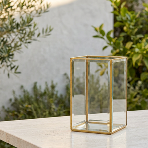 Manufacturers Brass Framed Beveled Glass <b>Hurricane</b> <b>Candle</b> Holders for Home & Weddings Decoration - Product Image 3