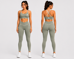 Women Yoga Set with Pocket High Waist Leggings Cross <b>Back</b> Sports <b>Bra</b> Seamless Gym Workout Activewear - Product Image 1