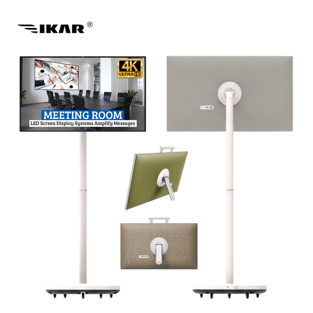 27-inch Smart Portable Tv Android 13/15 8+128gb Detachable Display 5 Rolling Wheels Touch Portable Display for Meeting Room