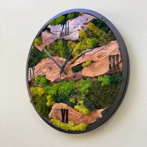 Wood slice wall <b>clock</b> Mossy timber <b>clock</b> Rustic woodland <b>clock</b> Enchanted forest wood <b>clock</b> Green haven wall <b>clock</b> Room Hanging - Product Image 4