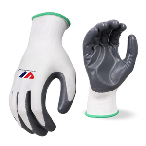 Gants en nitrile de calibre 13, entièrement enduits de nitrile gris, avec doublure en polyester blanc, gants de travail de sécurité enduits de nitrile - Product Image 6