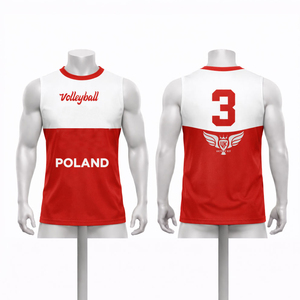 เสื้อวอลเลย์บอลอิตาลีแบบกำหนดเองสำหรับผู้ชาย แขนกุด พิมพ์ลายแบบ Sublimation ชุดทีม ระบายอากาศได้ดี แห้งเร็ว เสื้อกีฬา - Product Image 4
