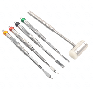 Dental Ochsenbein Chisel & Bone Mallet Set Raspador de implantes y herramientas de cirugía oral de Al mida - Product Image 1