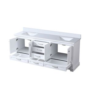 80 pouces. W X 22 In. Meuble-lavabo double blanc avec plan de travail en quartz blanc pour salle de bain - Product Image 5