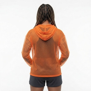 Haut à capuche transparent pour femme 100 % polyester style été sexy, sweat à capuche personnalisé en maille transparente pour femme - Product Image 4