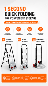 Chariot utilitaire pliable 2-en-1 avec échelle, chariot à main robuste, portable, fournisseur OEM Vietnam - Product Image 3