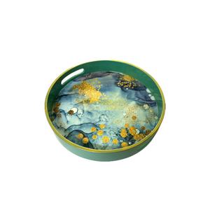 Plateau de service alimentaire rond en bambou de fabrication vietnamienne avec poignée pour hôtel ou restaurant à domicile - Product Image 2