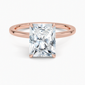 Anillo de Compromiso de Moissanita con Corte Radiante de 2 Quilates, Anillo de Novia Solitario con Halo Oculto - Product Image 5