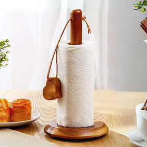 Moderno Soporte de Papel Toalla de Madera con Barra de Corte en Forma de Corazón, Estante de Almacenamiento de Cocina Independiente - Product Image 4
