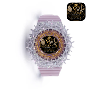 Reloj de Lujo para Mujer Moissanite World con Cuarzo y Diamantes de Moissanita, 40 mm, Correa de Silicona Rosa - Product Image 3