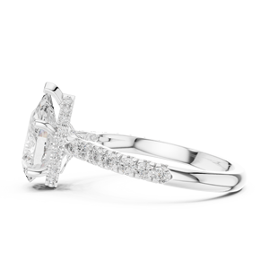 Anillo de Compromiso con Diamante Corte Perla y Diamantes Laterales Cultivados en Laboratorio, Certificado GIA, Joyería Clásica para Mujer - Product Image 2