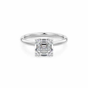 Anillo de compromiso minimalista de oro de 14K/18K con diamante solitario de corte Asscher cultivado en laboratorio, anillo de diamante de corte cuadrado escalonado - Product Image 3