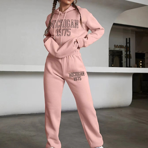 Conjunto Deportivo Personalizado con Bordado, Lavado Ácido, Sin Costuras, para Hombre y Mujer, Sudadera con Capucha y Pantalones, Dos Piezas, Ropa Deportiva, Maternidad, Atletismo - Product Image 1