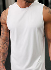 Débardeur blanc sans manches pour homme, col rond, couleur unie, respirant, sportif, séchage rapide, tricoté, décontracté - Product Image 4