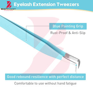 Juego de pinzas para extensión de pestañas, 2 piezas, herramientas profesionales para salón de pestañas, logotipo personalizado, para extensión de pestañas. - Product Image 4