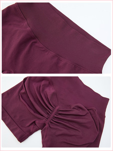 High Waist <b>Black</b> Yoga Shorts Solid Color Seamless Elastic Waist Four-Way Stretch Workout Fitness Shorts - Product Image 5
