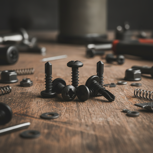 แหวนรองหัวเหล็กคาร์บอนเคลือบดำ PDC 11 แบบเจาะปลาย ฟิลลิปส์ไดรฟ์ ขนาดนิ้ว เกรด 4.8 6.8 เกลียวมาตรฐาน DIN/ISO - Product Image 1