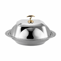 Cúpula Redonda de Acero Inoxidable Estilo Mid-Century, Campana Metálica para Cubrir Alimentos, para Mesa de Cocina, Servicio de Catering, Plato con Tapa