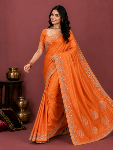 Saris en soie de designer indien Vexotrend, motif Patola traditionnel, pour mariage, fête, Diwali, élégant, en tissu filet, séchage rapide, infroissable - Product Image 5