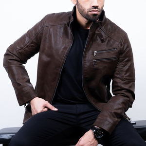Latest New Style Classic O-Neck Hooded Leather Jacket Men's <b>Warm</b> Winter Casual Outdoor <b>Waterproof</b> Breathable Streetwear Front - Product Image 6