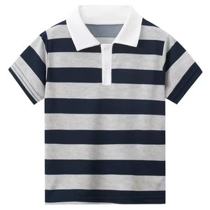 Summer Children's Shirt Medium Large Size Unisex Striped School Uniform Short Sleeve Outdoor Loose Fit T-Shirt for Boys and Girl - Product Image 2