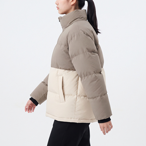Manteau matelassé personnalisé pour femme, à blocs de couleur, col montant, manches longues, vêtement d'extérieur d'hiver - Product Image 5