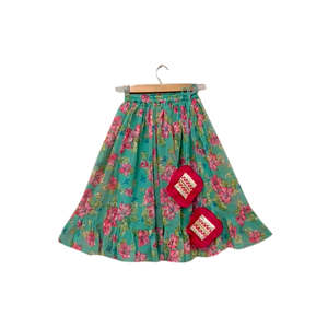 Women's Half-Sleeved <b>Top</b> with Lehenga in Pink & SeaGreen Polyester Girls' Set - Product Image 4