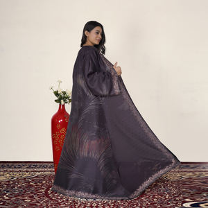 Elegant Muslin Poly Solid Breathable Ramadan ODM Abaya Shrug Women Luxury Arabic Open Front <b>Cardigan</b> Wide Sleeves Modest Islamic - Product Image 3