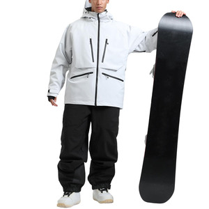 Veste de ski blanche à capuche pour homme, imperméable, fermeture éclair, isolation synthétique, vêtements de neige pour adulte - Product Image 5