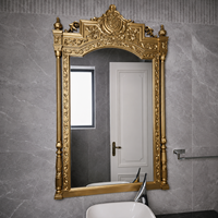 Miroir mural doré orné de luxe, miroir de salle de bain baroque, miroir de vanité décoratif, cadre antique, décoration intérieure pour la maison et l'hôtel
