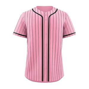 Camiseta de Béisbol a Rayas Rojas para Hombre, Manga Corta, Transpirable, de Poliéster, con Botones al Frente, Corte Regular, Estilo Urbano Holgado - Product Image 5