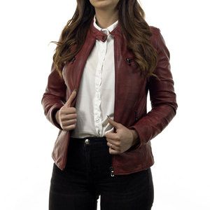 Women Genuine Leather Raw Zipper <b>Racer</b> <b>Jacket</b> <b>Cropped</b> Blazer Vintage Eco-Friendly Coat Outerwear Regular Fit - Product Image 5