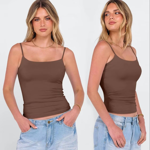 Débardeur côtelé tendance pour femme en tissu extensible, coupe ajustée, léger, doux et respirant, style streetwear estival, vente en gros - Product Image 1