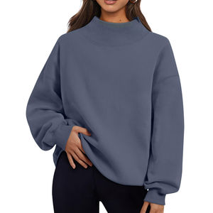 Sweat-shirt uni à col ras du cou et épaules tombantes pour femme – Vente en gros à prix abordable – Sweat-shirts oversize personnalisés pour femme - Product Image 3