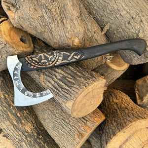 Classic Industrial Grade Viking <b>Axe</b> Inspired by Ancient Scandinavia with Decorative Head and Artisan Wood Handle - Product Image 3