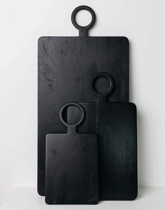 Juego de Tablas de Cortar de Madera Rectangulares con Asa, Paquete Combinado, Color Negro, para Cocina - Product Image 1