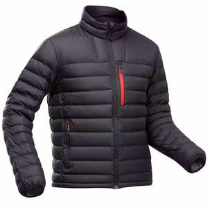 Blouson matelassé en toile noire pour homme, col montant, fermeture éclair, imperméable, respirant, coupe-vent, décontracté, hiver, coupe classique, uni - Product Image 5