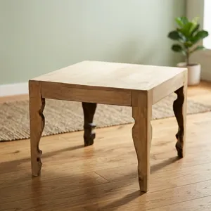 Rustic <b>Wooden</b> Curvy <b>Leg</b> <b>Coffee</b> <b>Table</b> with Natural Finish and Sculptural Handcrafted Base Living Room Furniture - Product Image 2