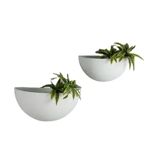 Premium quality wholesale price Modern White Metal Wall Mounted Planters (Set of 2) For Home Hotel Balcony Living Room Decor