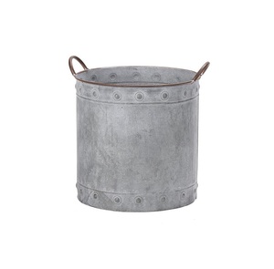 Maceta de Metal Galvanizado de Diseño Atractivo con Asas, Estilo Vintage, Barril Redondo de Zinc para Decoración de Jardín y Hogar, en Oferta - Product Image 6