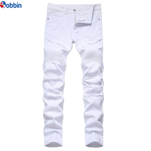 Pantalones Vaqueros para Hombre, de Alta Calidad, Corte Slim Fit, Cintura Media, Pierna Recta, Casuales, de Algodón Transpirable, con Bolsillos - Product Image 1