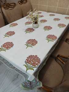 New Arrival 2026 Designer Royal Blue Small Flower Work Vine Hand Block Printed 100% Cotton Material <b>Tablecloth</b> For Kitchen Decor - Product Image 5