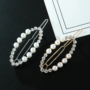 <span class=keywords><strong>Barrettes</strong></span> et pinces à <span class=keywords><strong>cheveux</strong></span> géométriques en or et perles blanches, forme ovale, en métal, pour femmes et filles aux <span class=keywords><strong>cheveux</strong></span> longs - Product Image 4