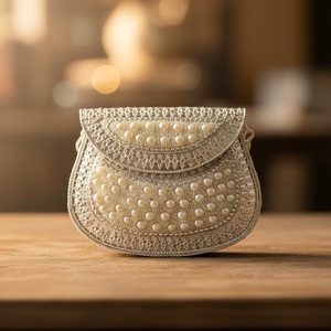 Handcrafted Pearl-<b>Embellished</b> <b>Clutch</b> | Intricately Beaded Design purse bag Perfect for Weddings Parties Bridal Events Occasions - Product Image 4
