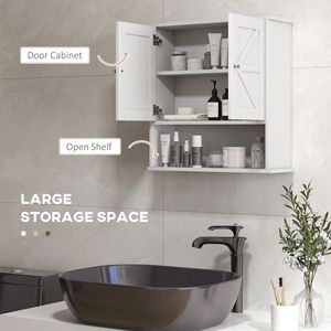 Armadietto Rustico Bianco Stile Fattoria con Ante Scorrevoli e Ripiano per Bagno - Product Image 4