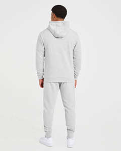 Ensemble de survêtement 2 pièces pour homme, gris clair, avec sweat à fermeture éclair et pantalon de jogging en coton respirant – Nouveauté très demandée - Product Image 3